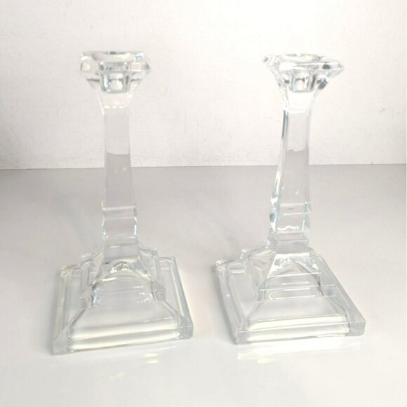 St. George Toscany Classic 8" Crystal Candlesticks Set Fine Lead Crystal Newport - Picture 4 of 8